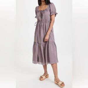 MADEWELL seersucker square neck midi dress